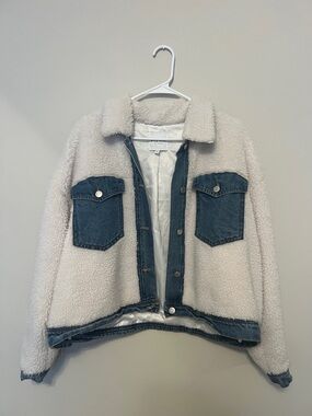 Sherpa Jacket with Denim Accents